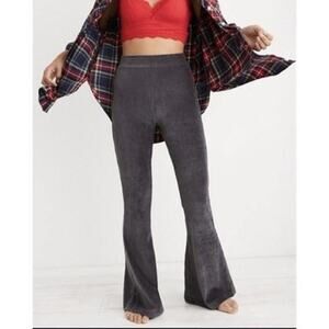 Aerie Groove-On Velour High Waisted Flare Pants Womens XL Dark Grey Loungewear